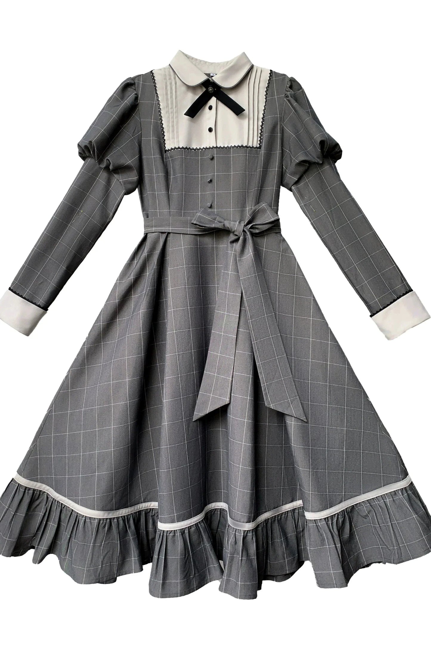 [pre-order] Gray Check Waist Dress