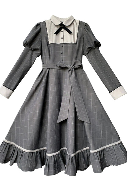 [pre-order] Gray Check Waist Dress