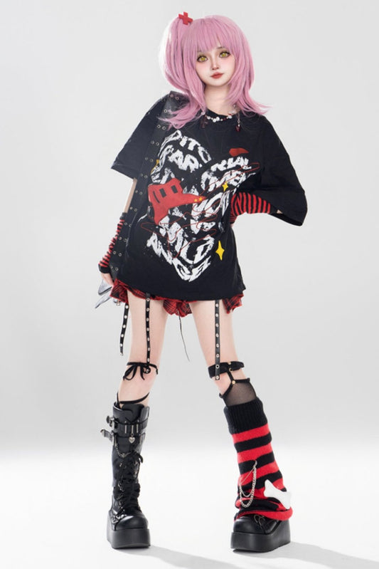 Punk Loose Short Sleeve Top Set