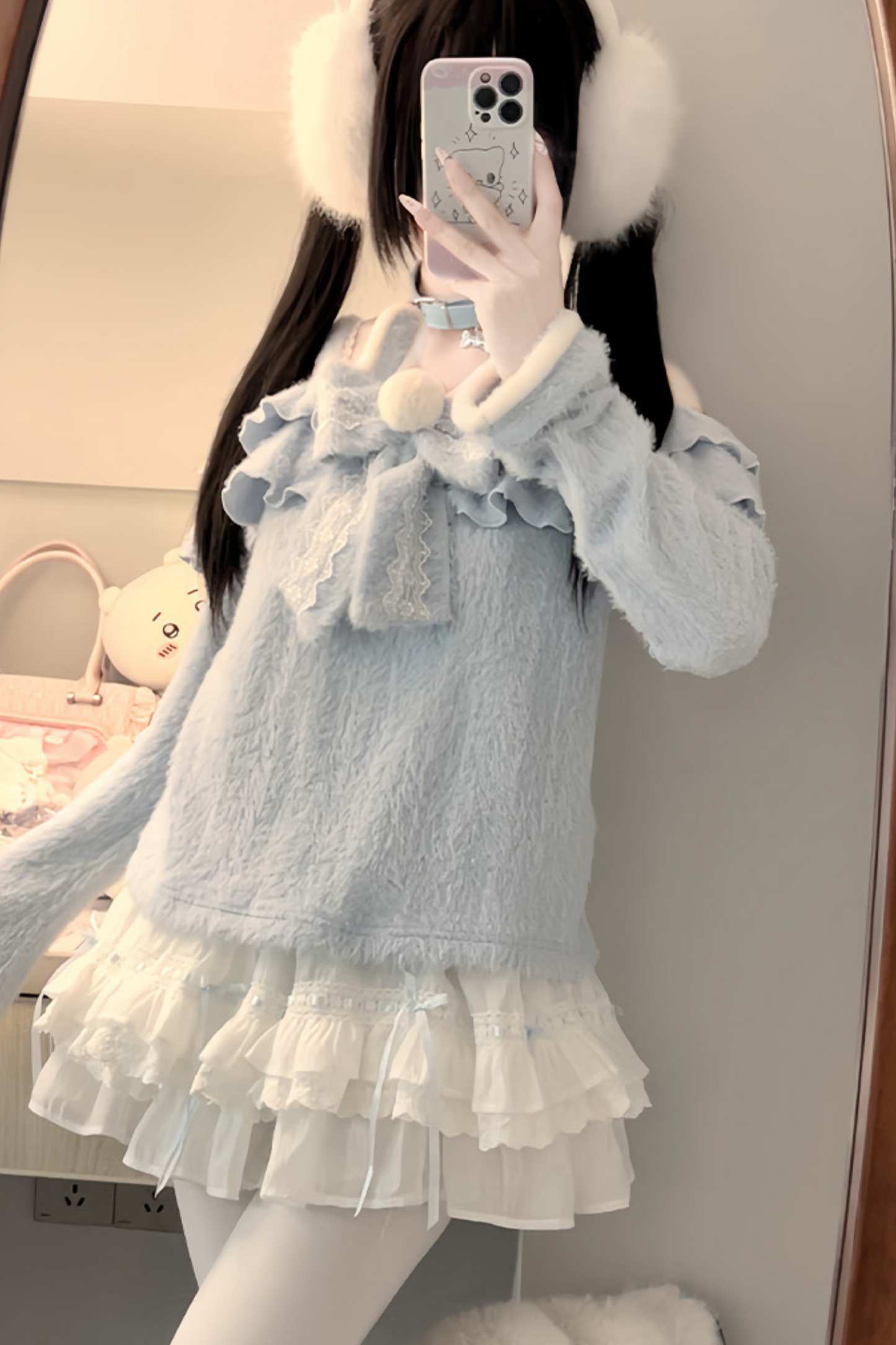 Ice Blue Ruffle Top + Ruffle Skirt