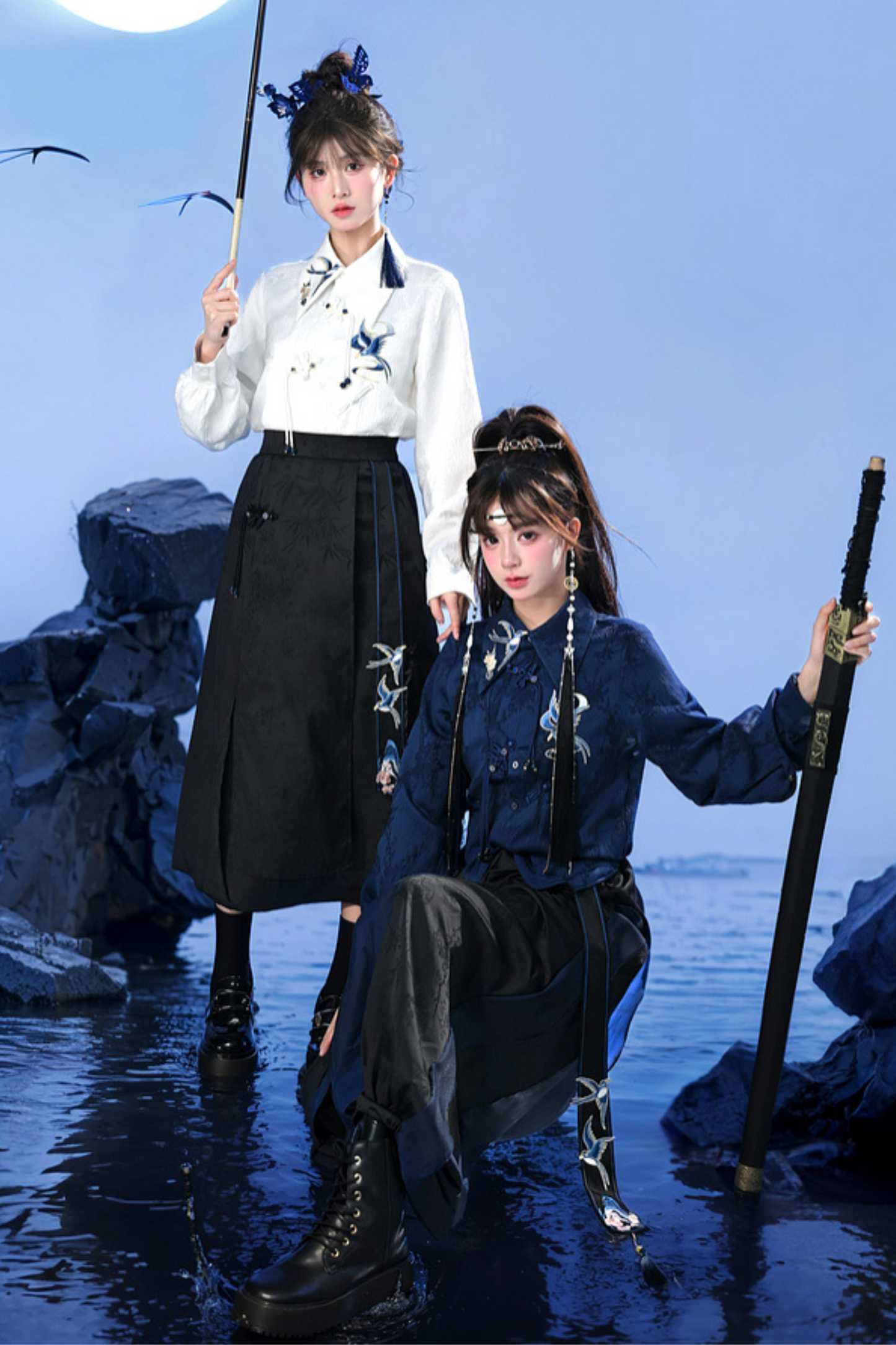 Chinese-style Design Mode Jacket + Shirt + Pants + Camisole
