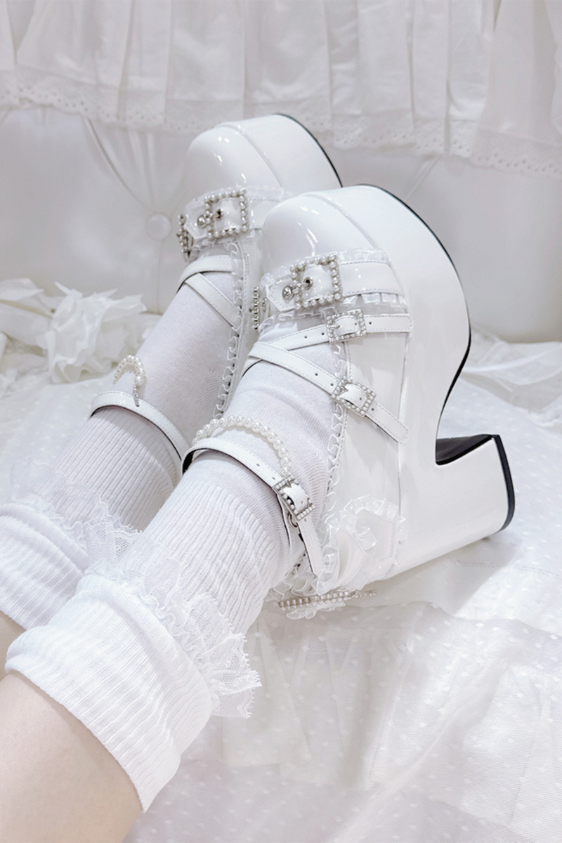 Cross Belt Design Shiny Shoes