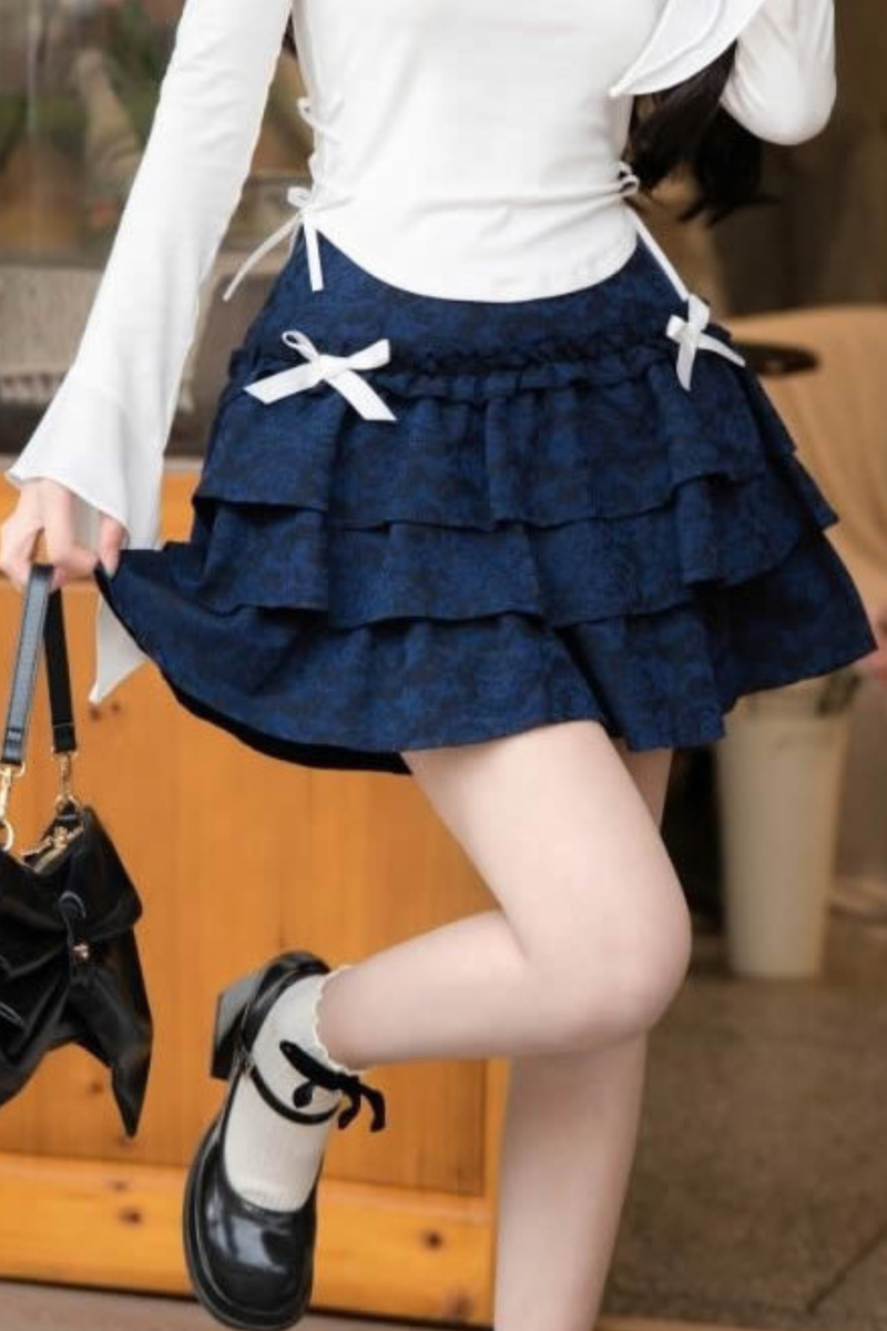 Off-the-shoulder Top + Ribbon Skirt