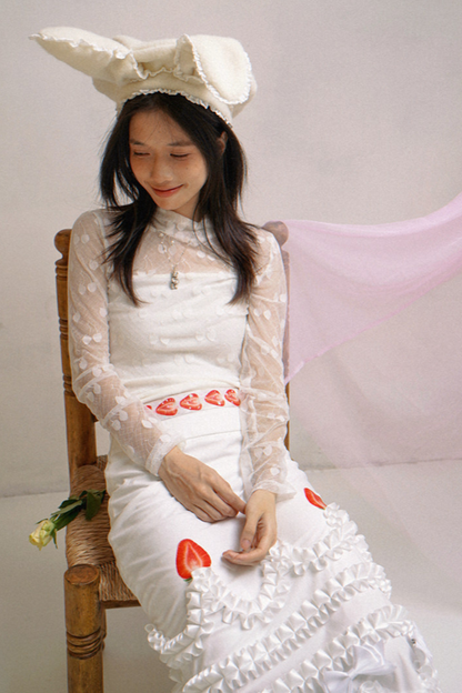 Cherry Sheer Turtleneck Top
