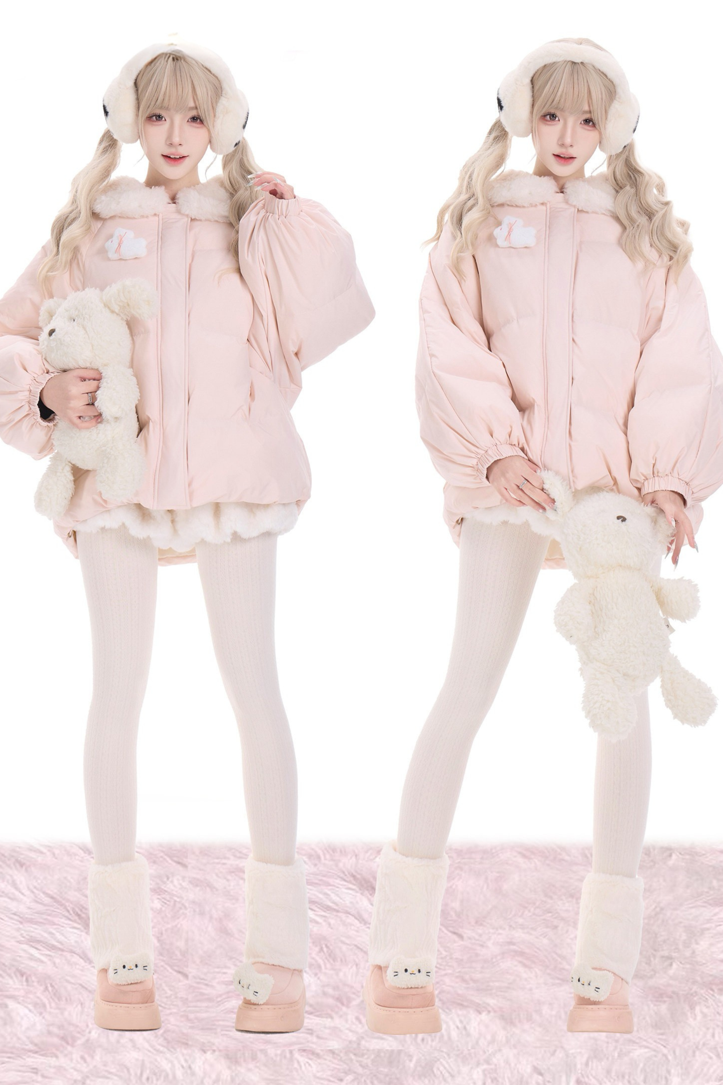 Sweet Snow Rabbit Down Jacket + Shorts