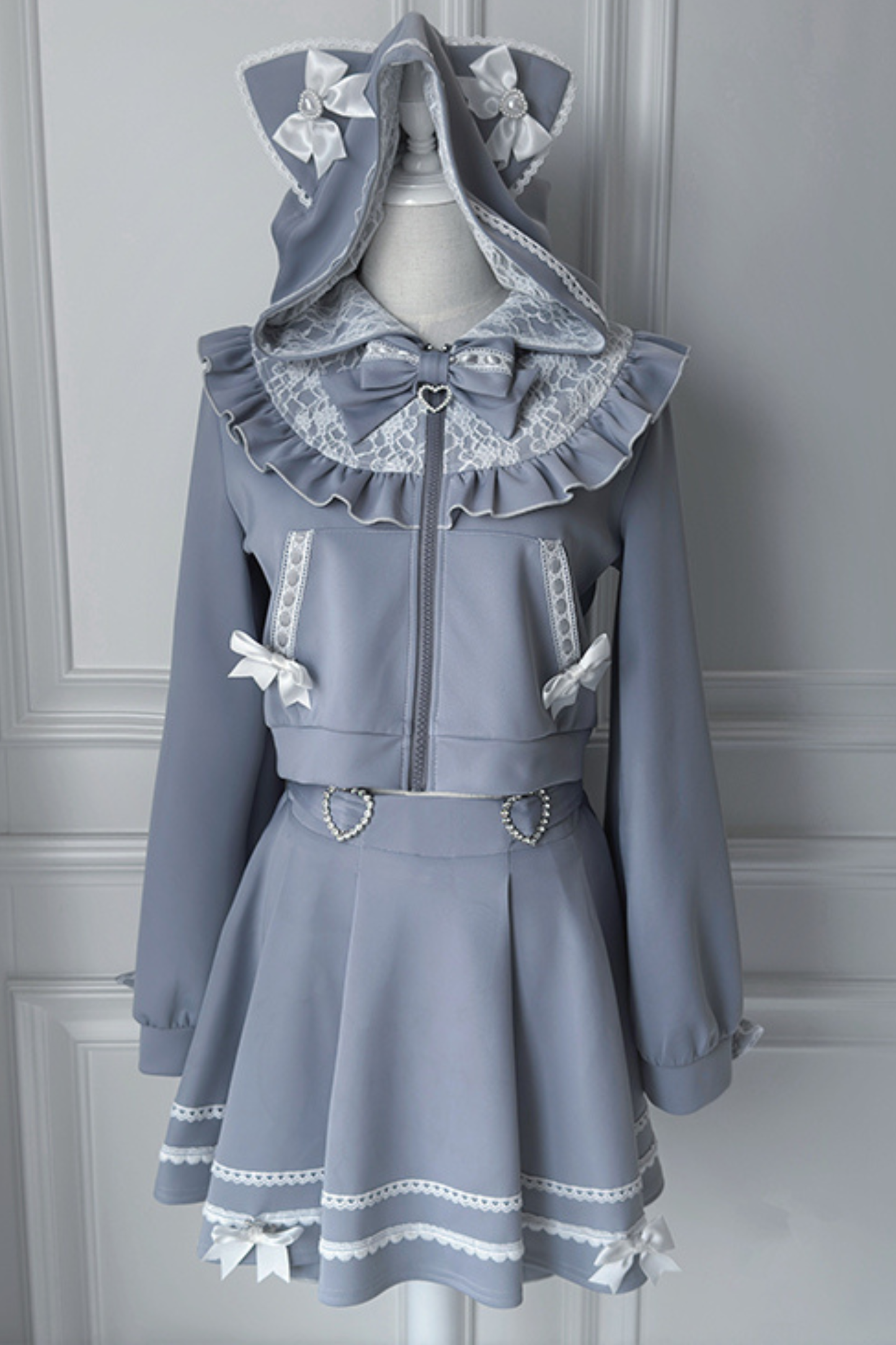Cat Ear Dark Hooded Hoodie + Skirt