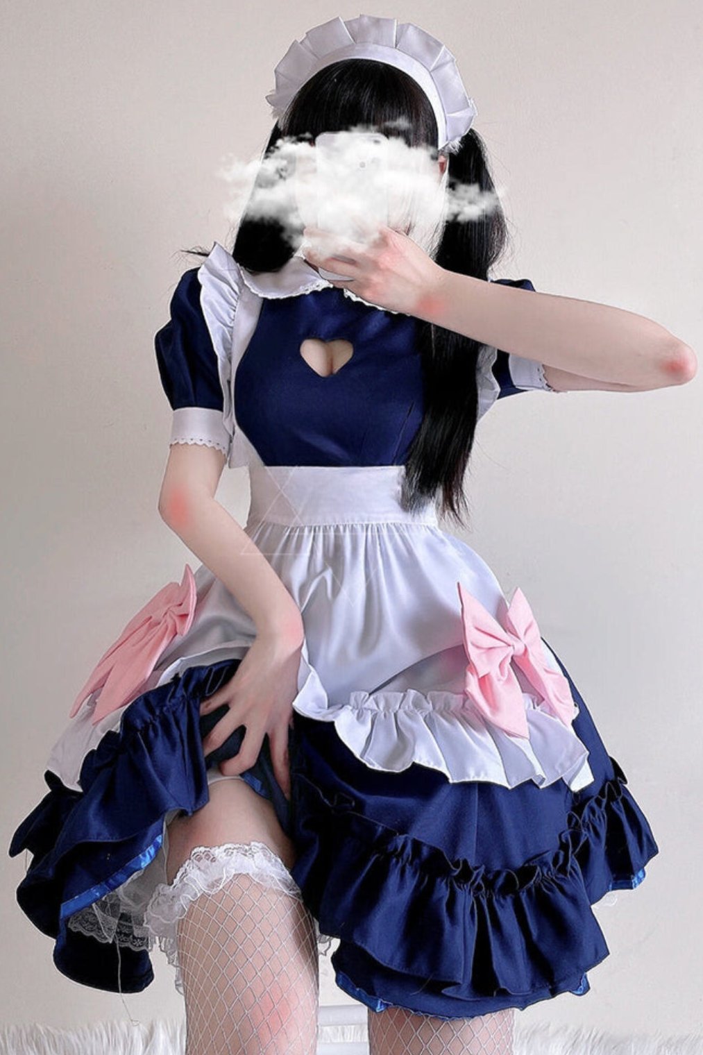 Pink Blue Loli Maid Cosplay Dress Set