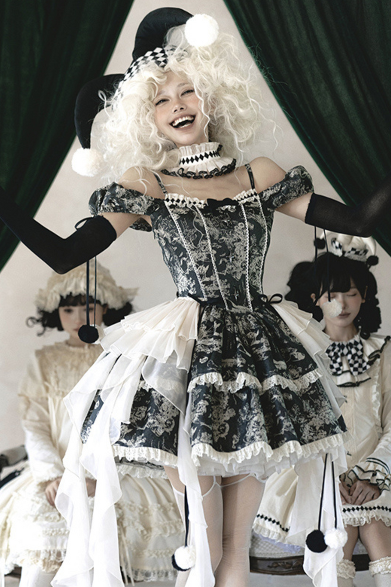 [pre-order] Marionette Lolita Jumper Skirt + Ruffle Collar Top + Flare Skirt + Lolita Dress