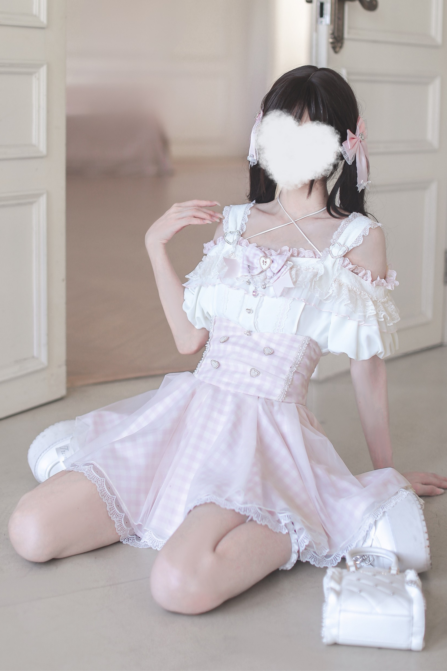 [pre-order] Mass Production Off-shoulder Top + High Waist Skirt