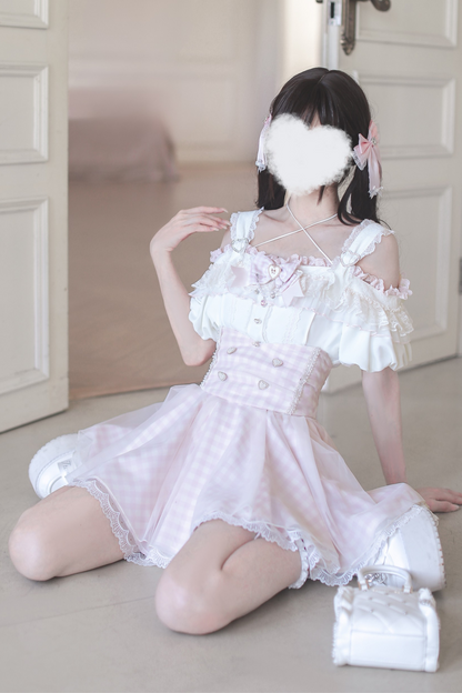 [pre-order] Mass Production Off-shoulder Top + High Waist Skirt