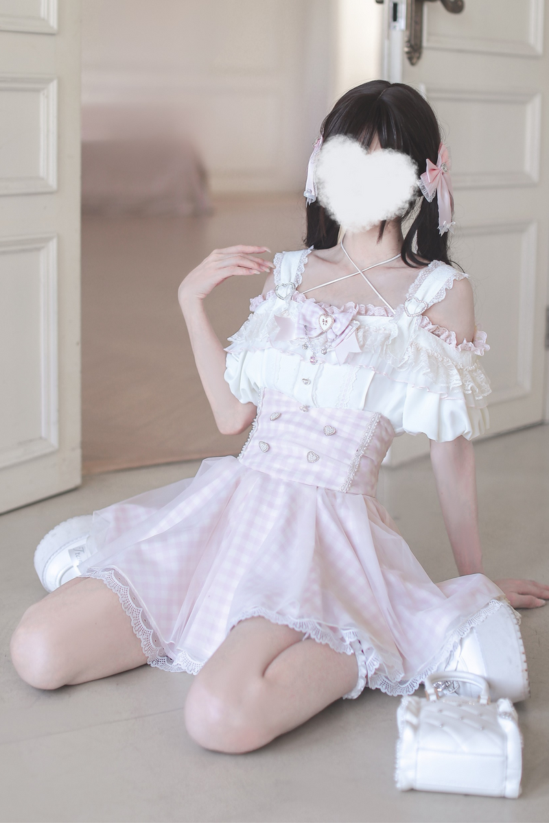 [pre-order] Mass Production Off-shoulder Top + High Waist Skirt