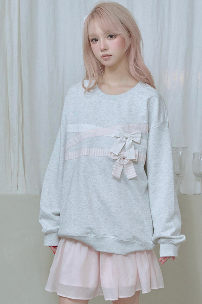 Ribbon Pullover Sweatshirt