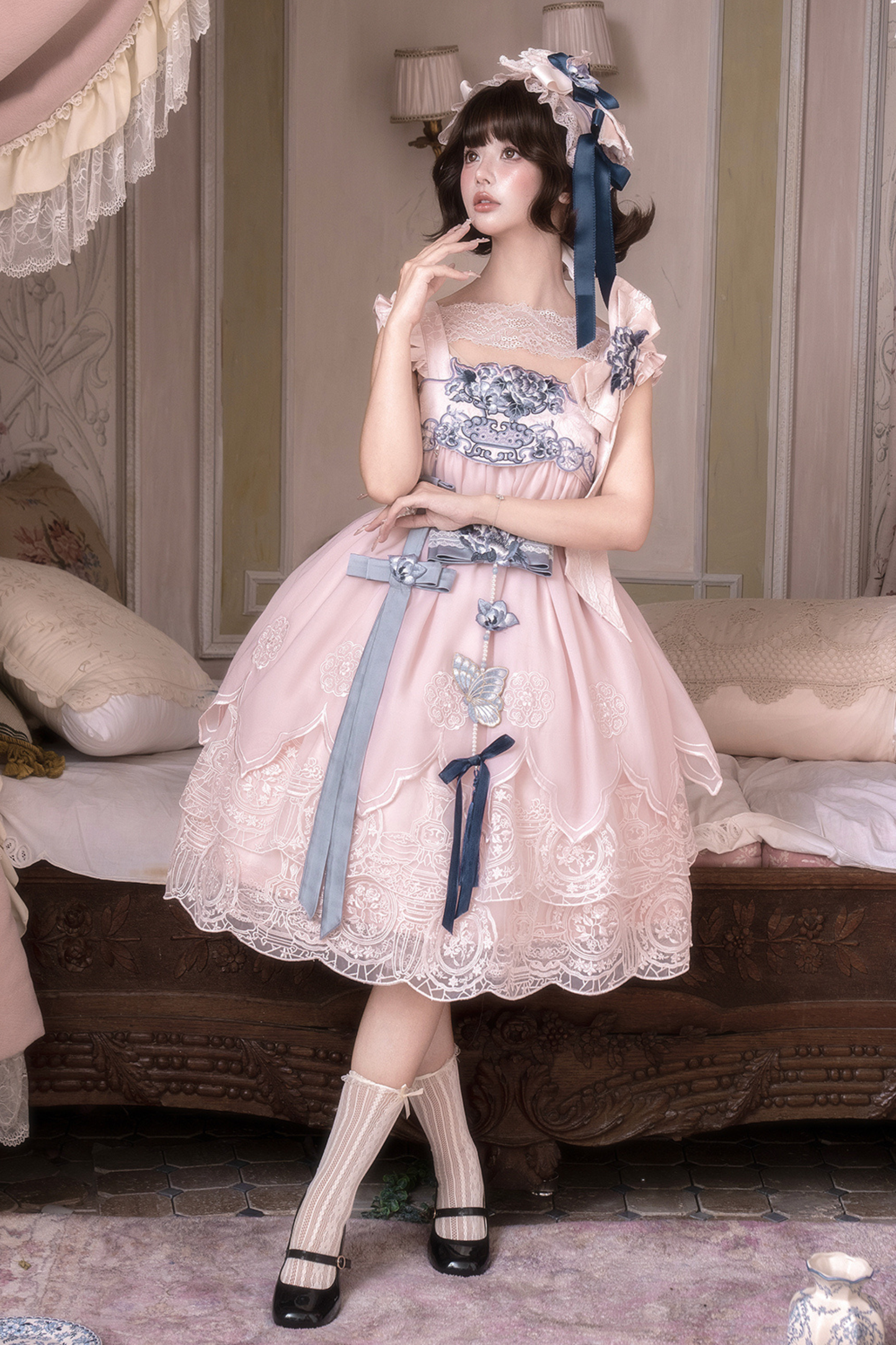 Sweet Chinese-style Suspender Dress