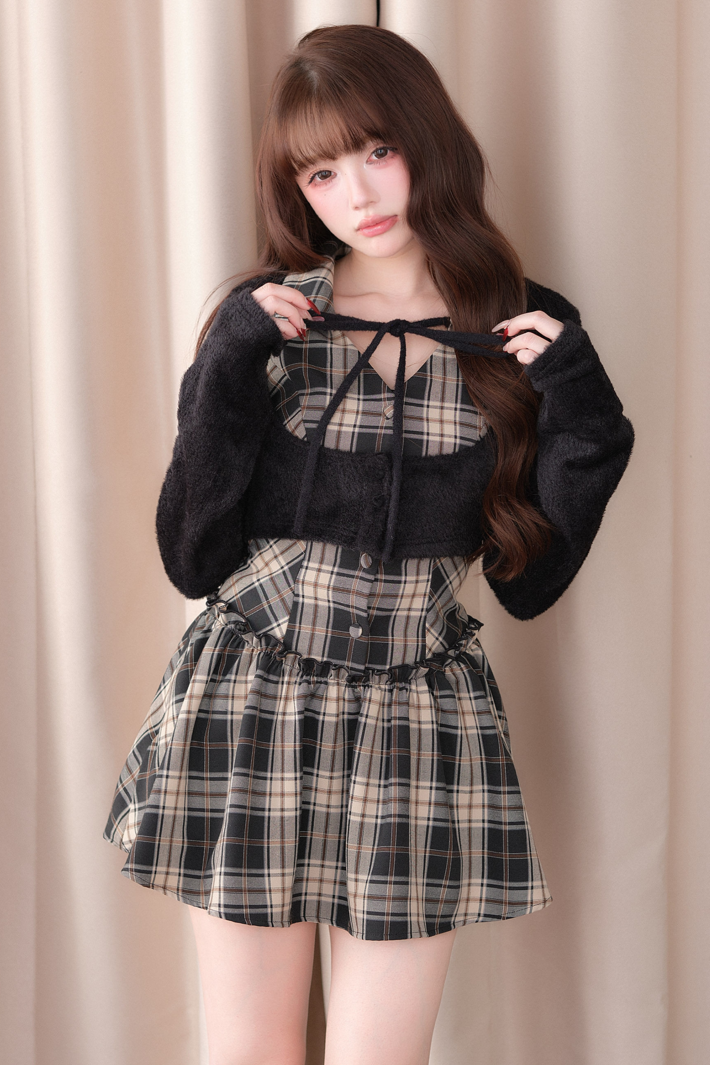 Sweet Off Shoulder Faux Two Piece Dress