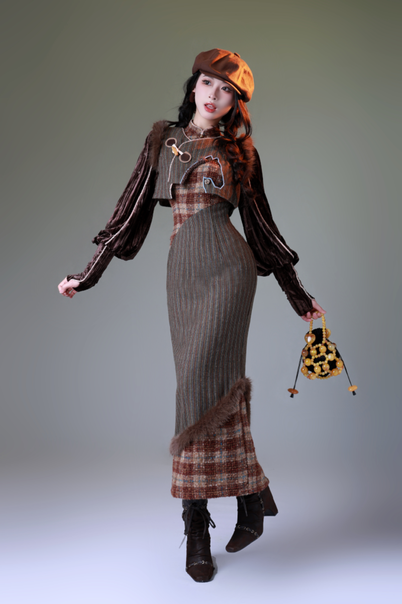Plaid Retro Girly Long Dress