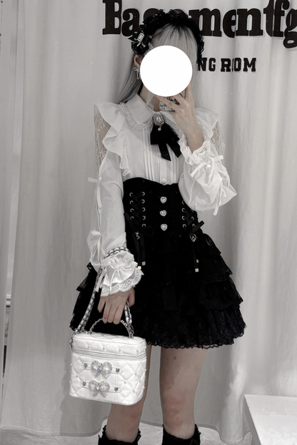 Pearl Rhinestone Lace Box Bag