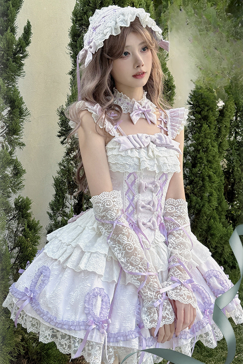 Butterfly Princess Lolita Dress + Petticoat + Clip + Ruffle Sleeve Shirt