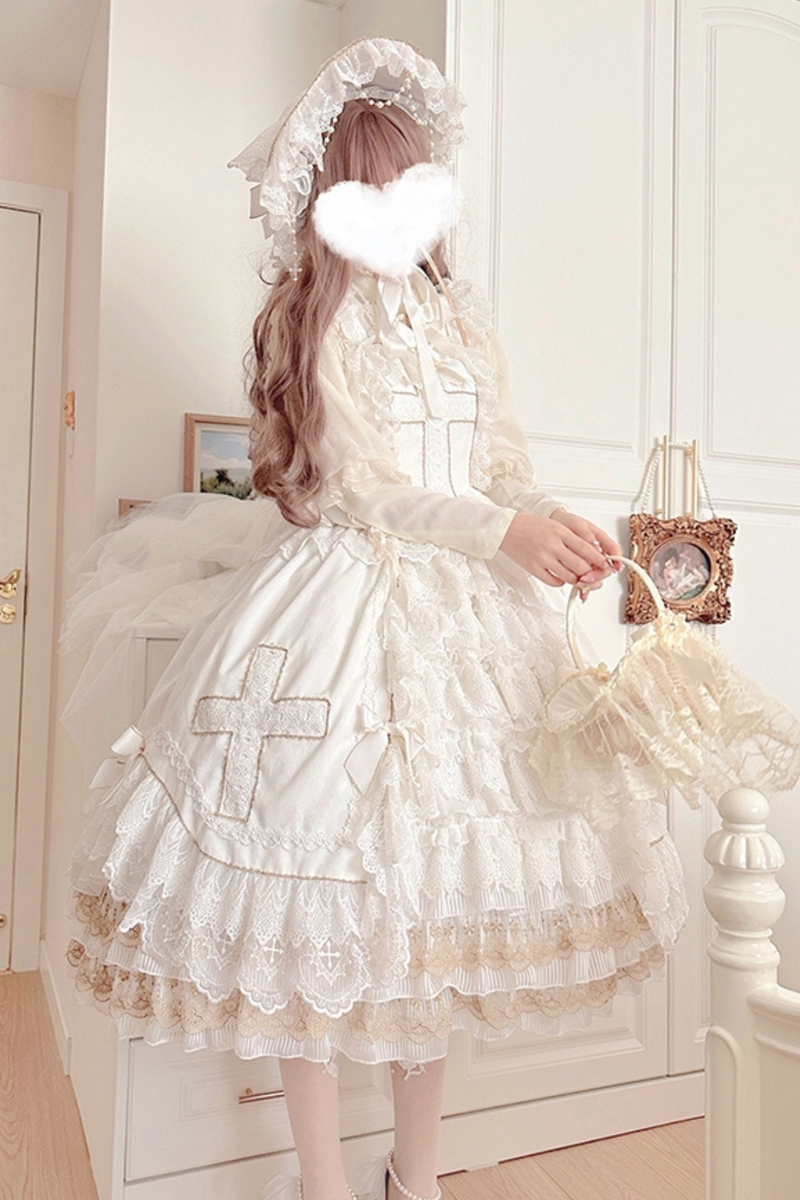 Angel Candy Friedall Flower Wedding Dress + Shawl + Bonnet