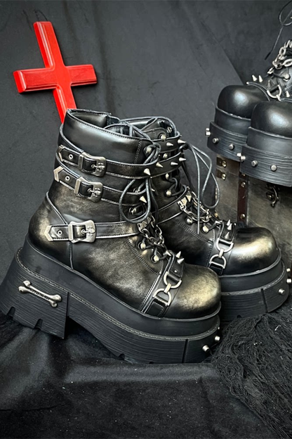 Leather Punk Platform Boots