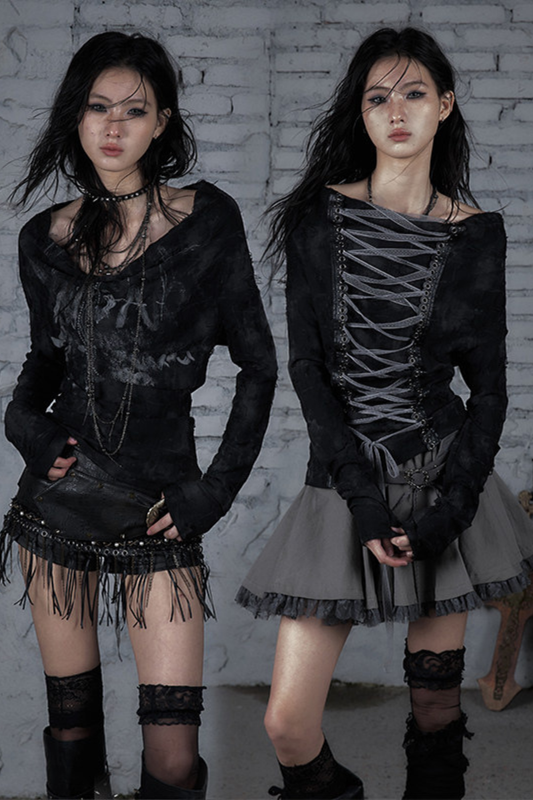 Dark Punk One Shoulder Top