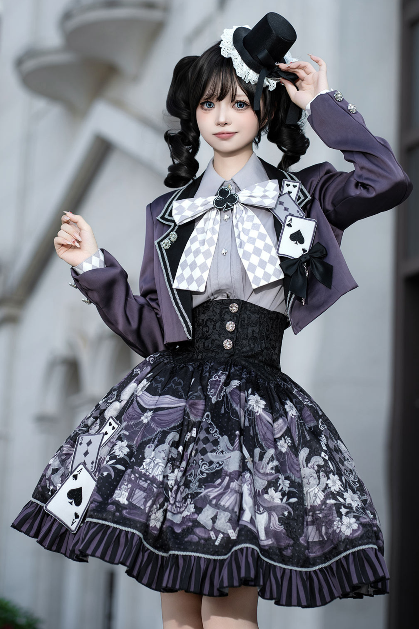 Night Alice Magic Theater Lolita Skirt + Shirt + Short Jacket