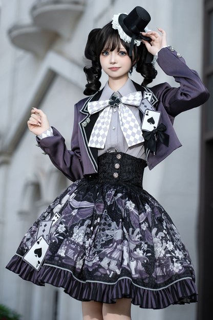Night Alice Magic Theater Lolita Skirt + Shirt + Short Jacket
