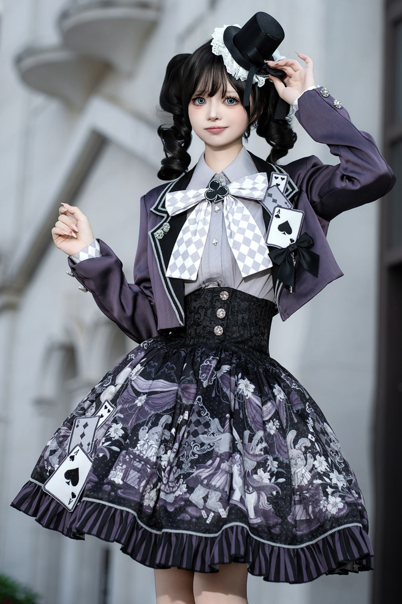 Night Alice Magic Theater Lolita Skirt + Shirt + Short Jacket