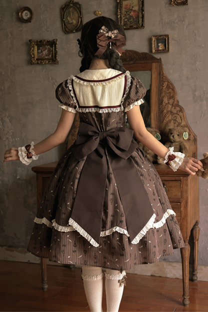 Doll Collar Brown Retro Princess Lolita Dress