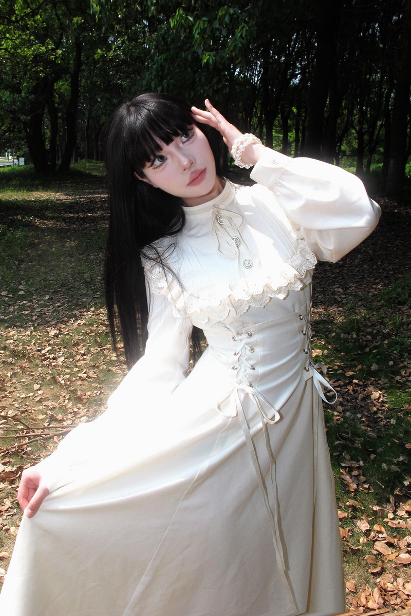 French Retro Lace Long Dress