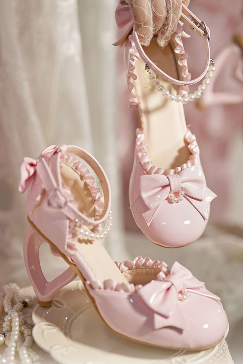 Heart Love Lollita Pearl Peach Heels