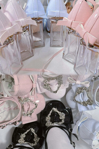 Love Buckle Crystal Heel Shoes