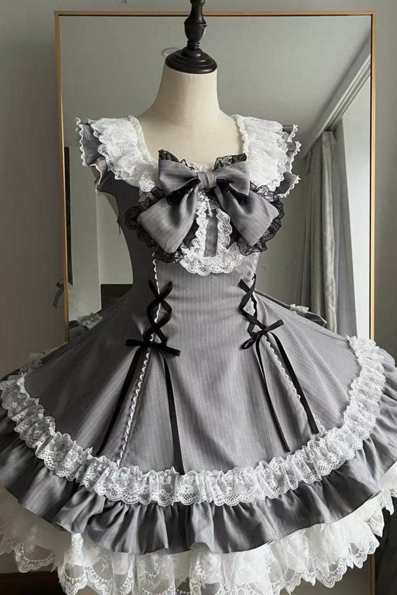 Sweet Lolita Stripe Jumper Skirt + Rabbit Hat