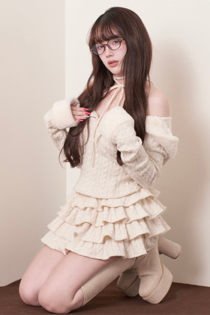 Cable Knit Top + Tiered Skirt