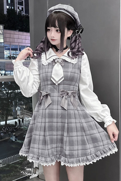 Plaid Sweet Cape Design Dress