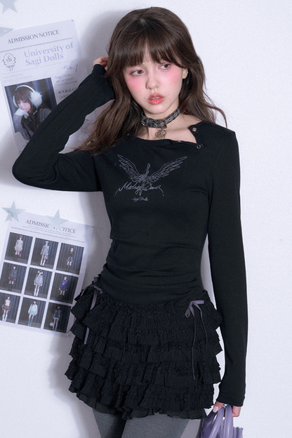 Slim Fit Butterfly Lace Tiered Skirt Dress + Inner Pants