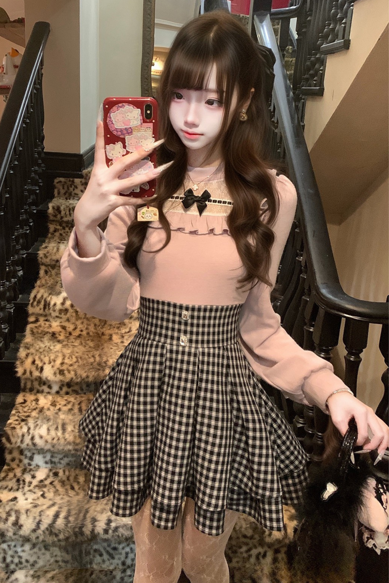 Sweet Graphic Plaid Dress