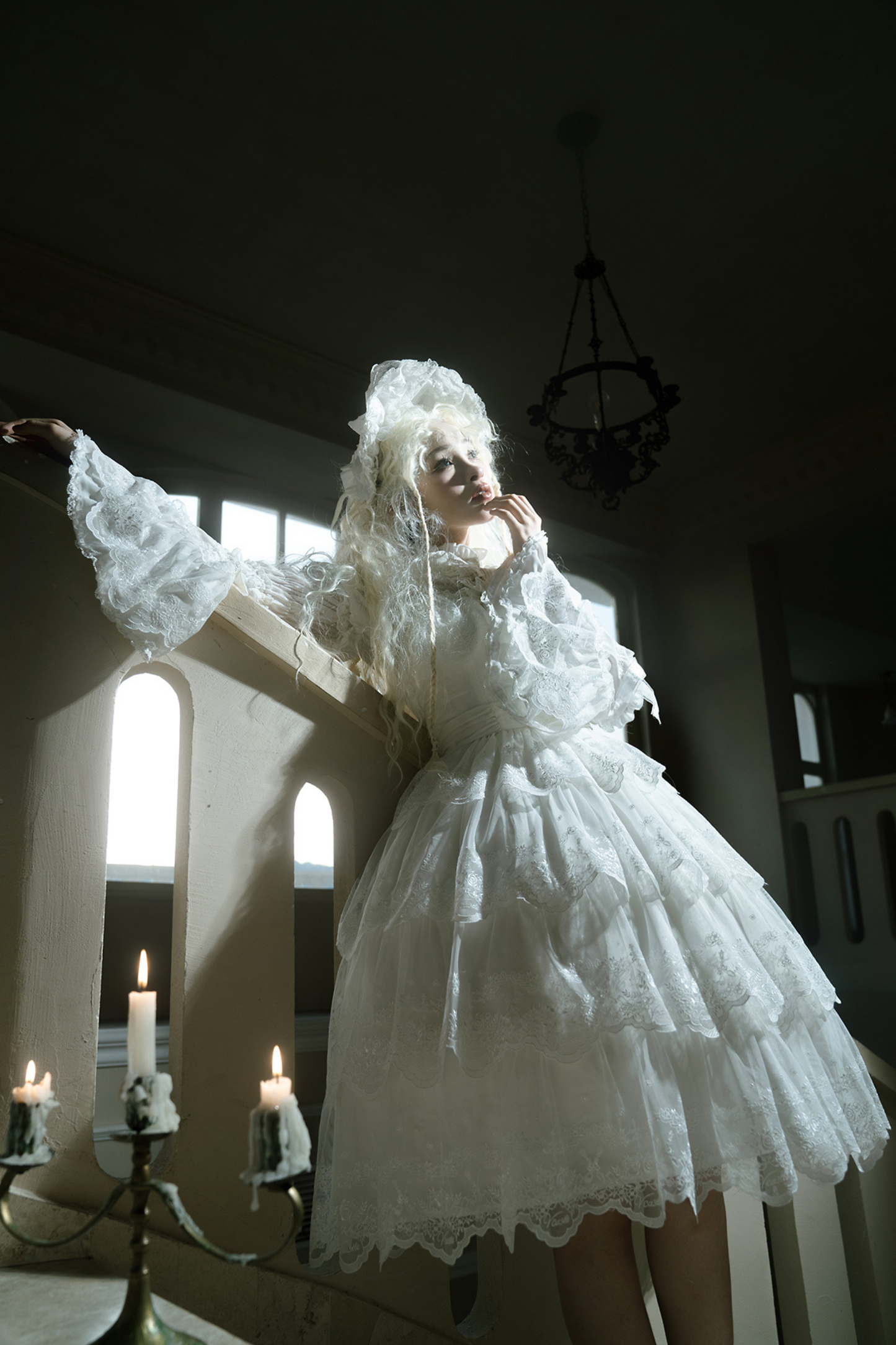 Flower Banquet Princess Sleeve Shirt + Ruffle Lolita Dress
