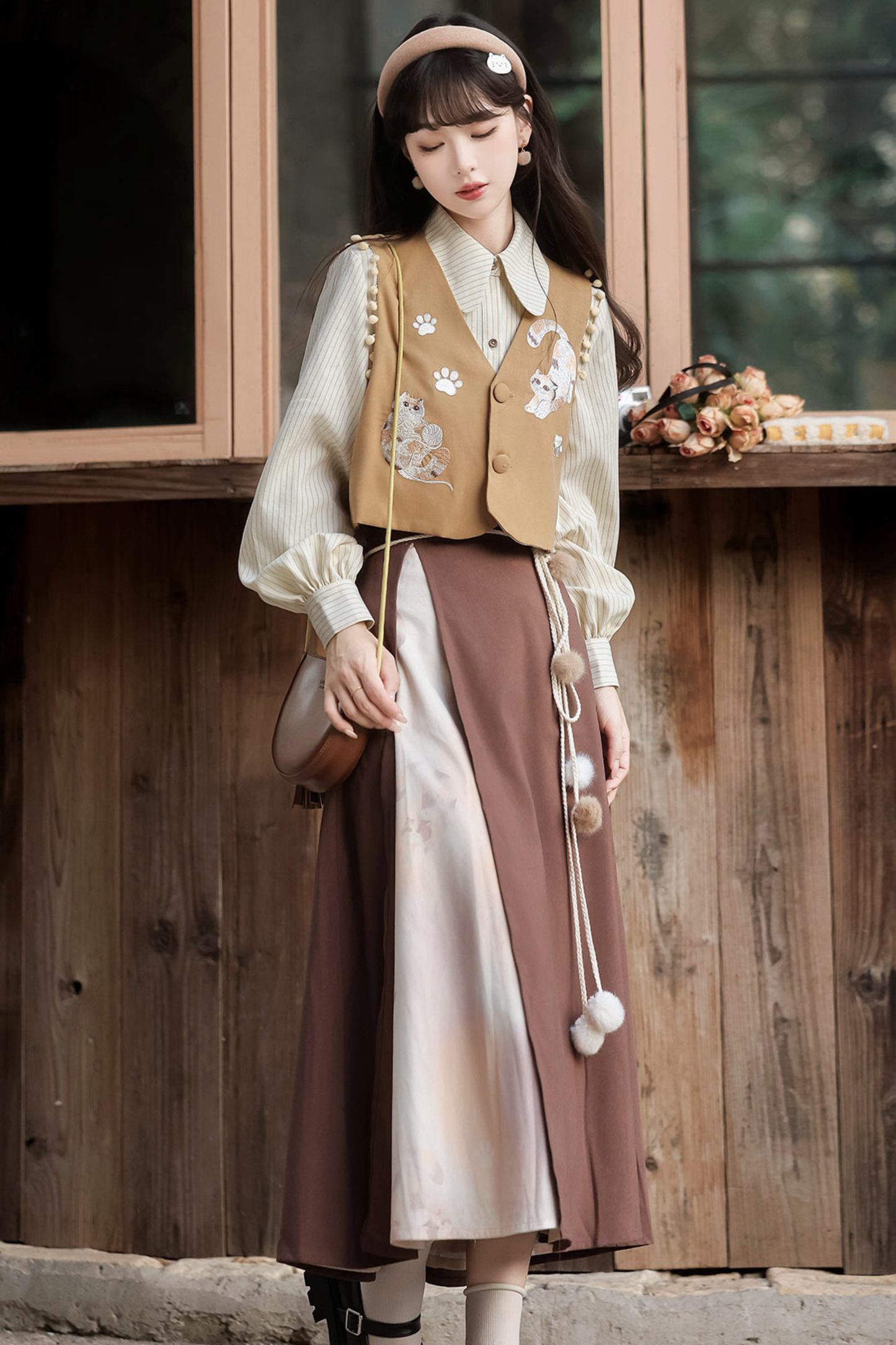 Retro Cat Vest + Top + Skirt
