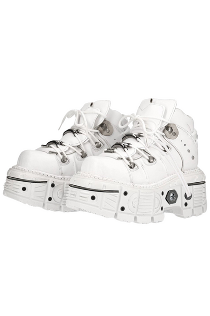 Pure White Accent Design Platform Shoes