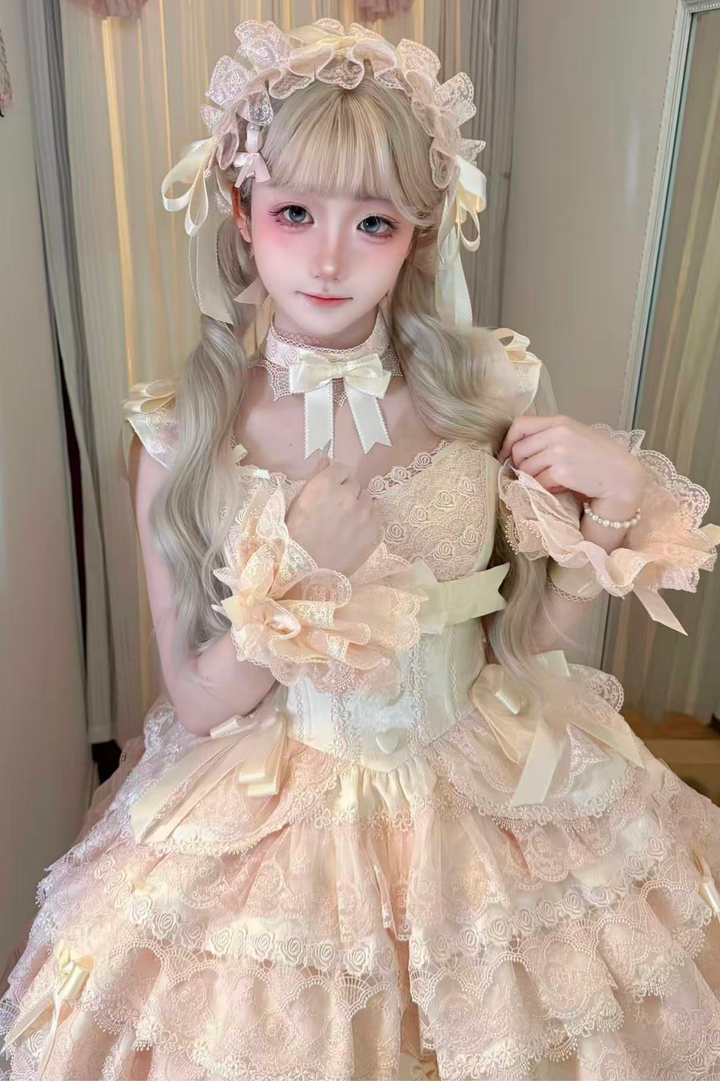 [pre-order] Princess Ballet Tiered Lolita Dress + Headband + Necklace + Sleeves + Tail