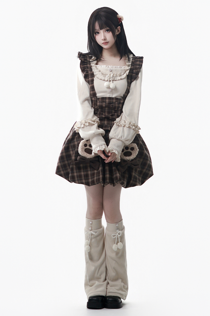 Velvet Bear Hooded Cape + Top + Suspender Skirt + Leg Covers