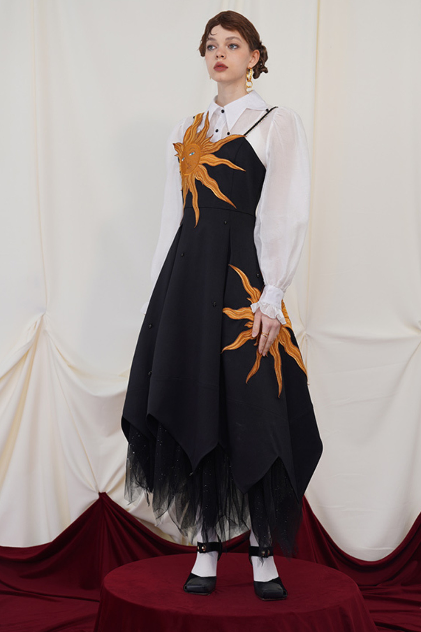 Sunflower Straps Slim Swing Retro Dress
