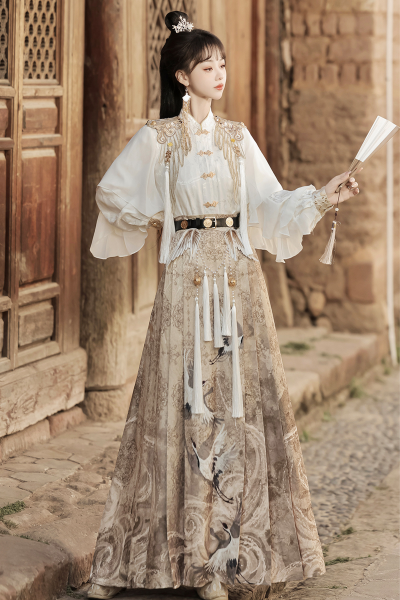 Retro China Blouse + Long Skirt