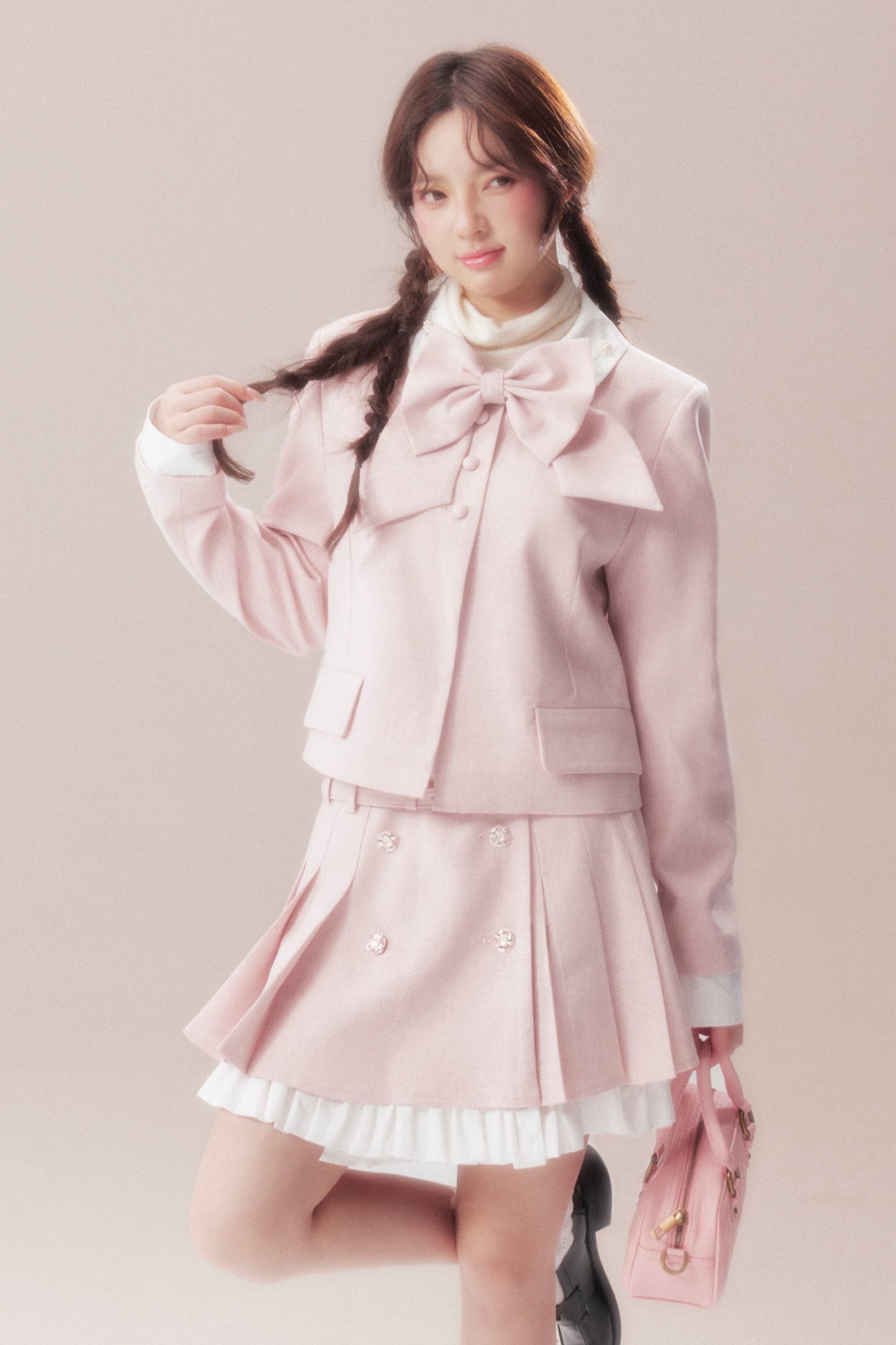 Sweet Ribbon Jacket + Pleated Skirt