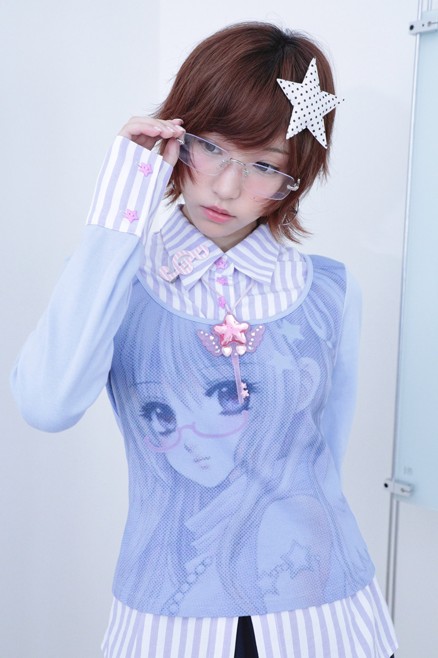 Anime Girl Striped Two Piece Top