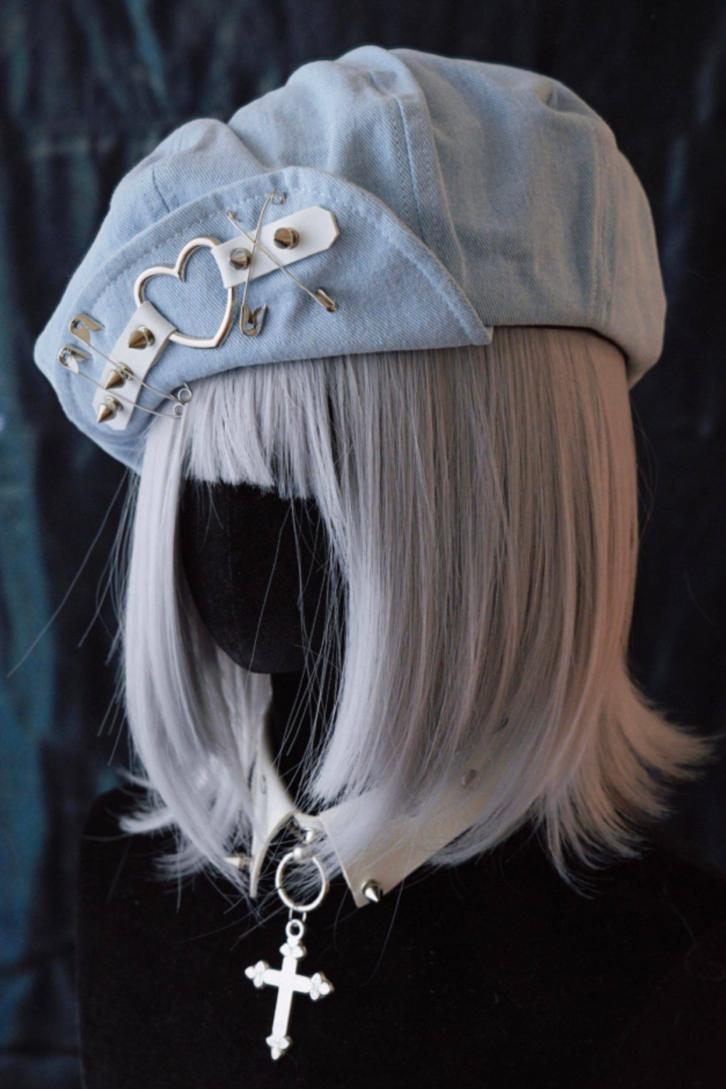 Denim Love Leather Buckle Cloud Hat Beret
