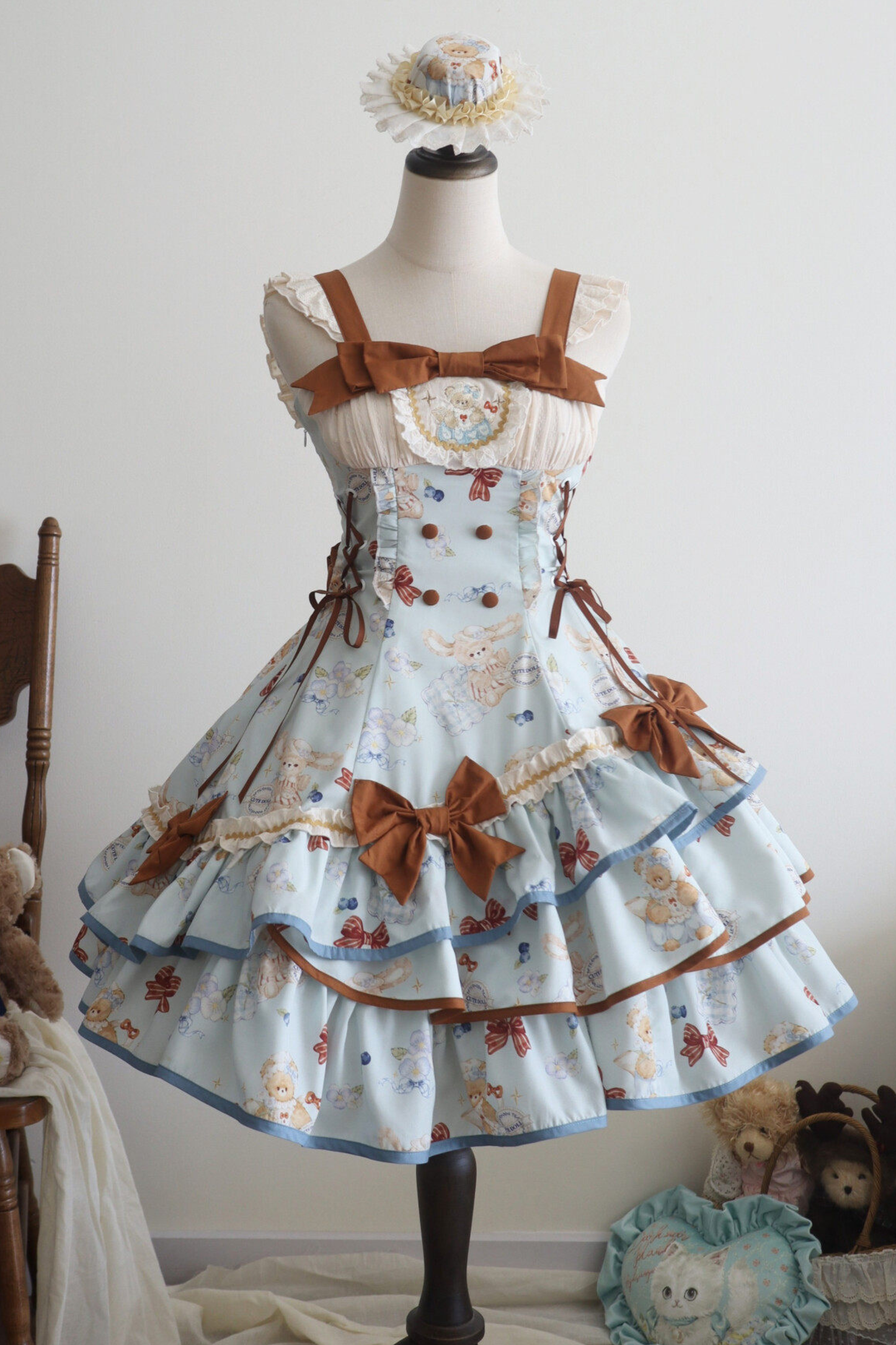 Seaside Bear Tea Party Lolita Dress + Cape