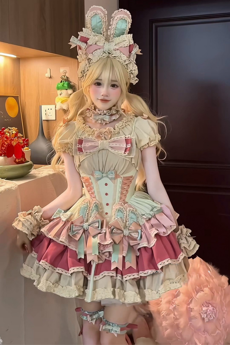 [pre-order] Ribbon Bunny Antique Version Bustier Dress + Inner Top + Complete Accessories