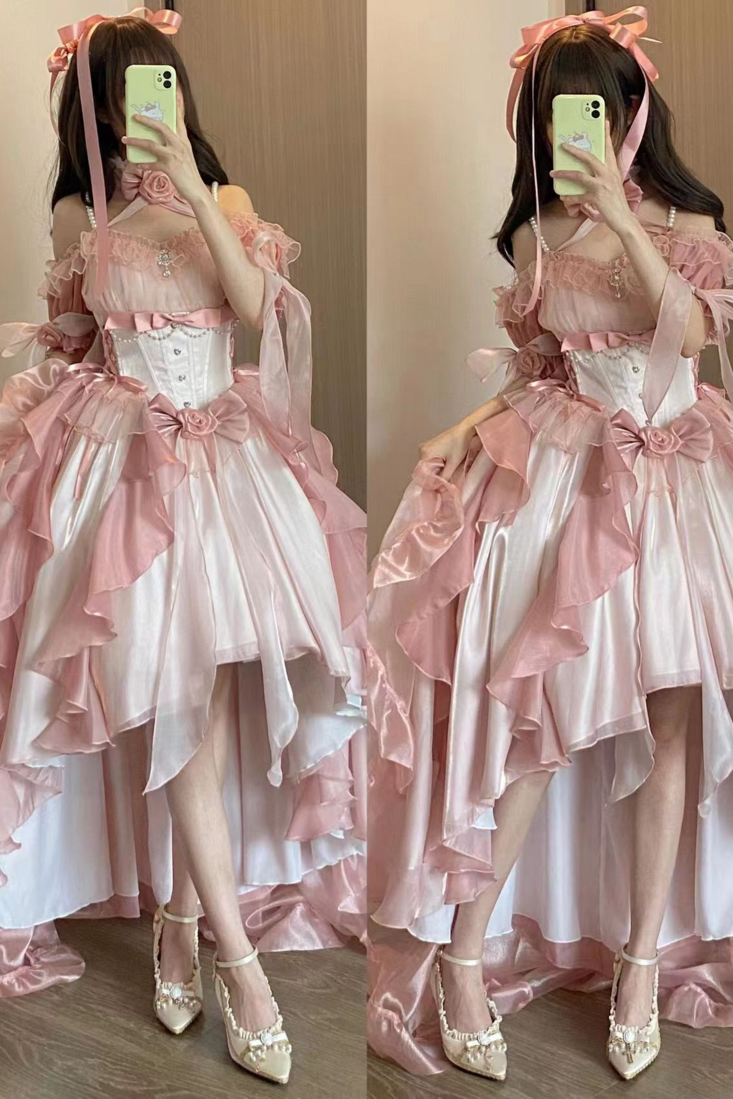 Gradient Asymmetrical Design Fairy Lolita Dress Set