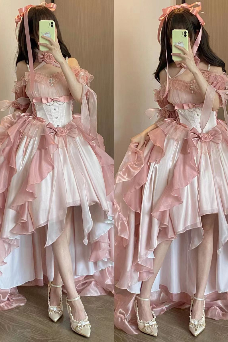 Gradient Asymmetrical Design Fairy Lolita Dress Set